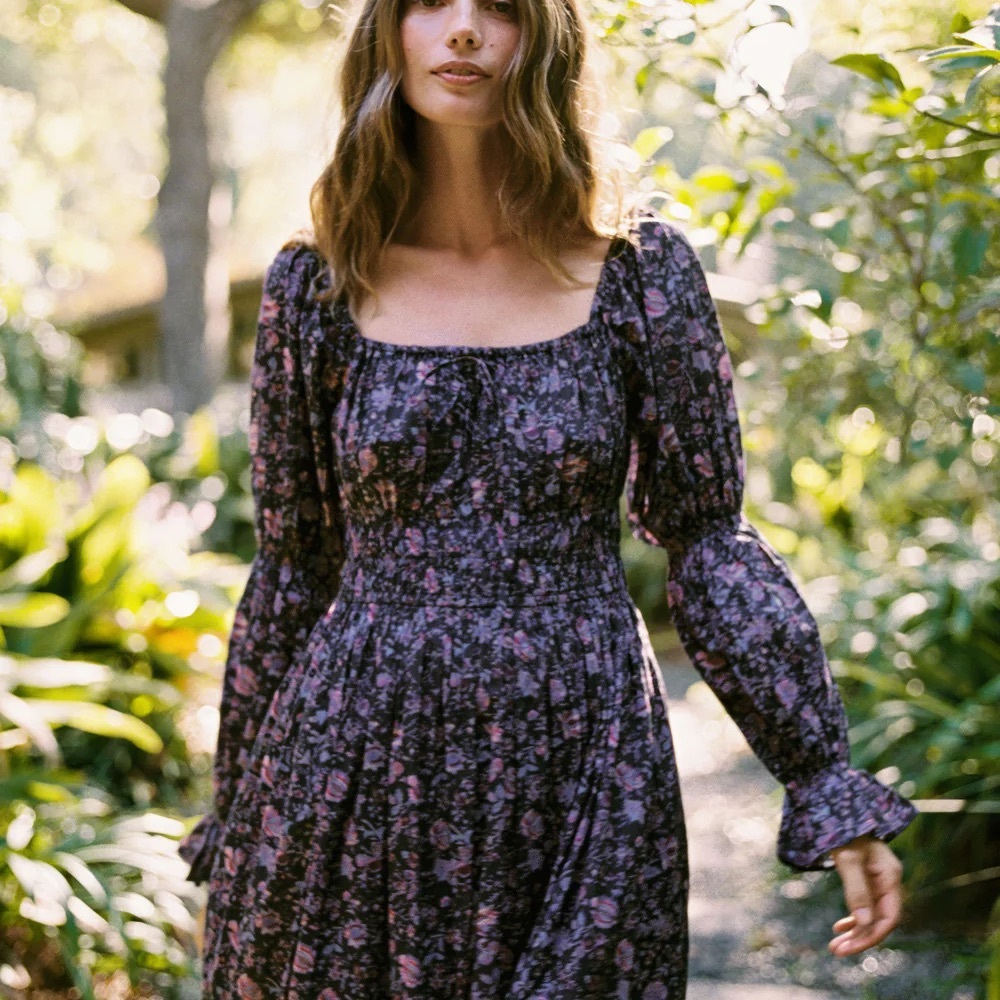 Christy Dawn Dark Floral Maxi Dress